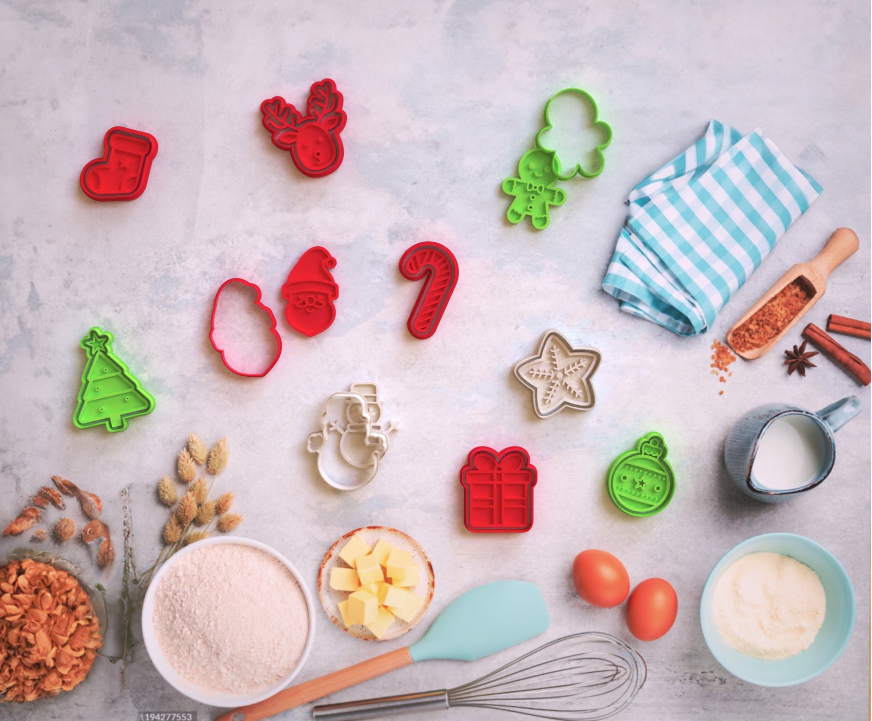 a variety of Christmas cookie cutters